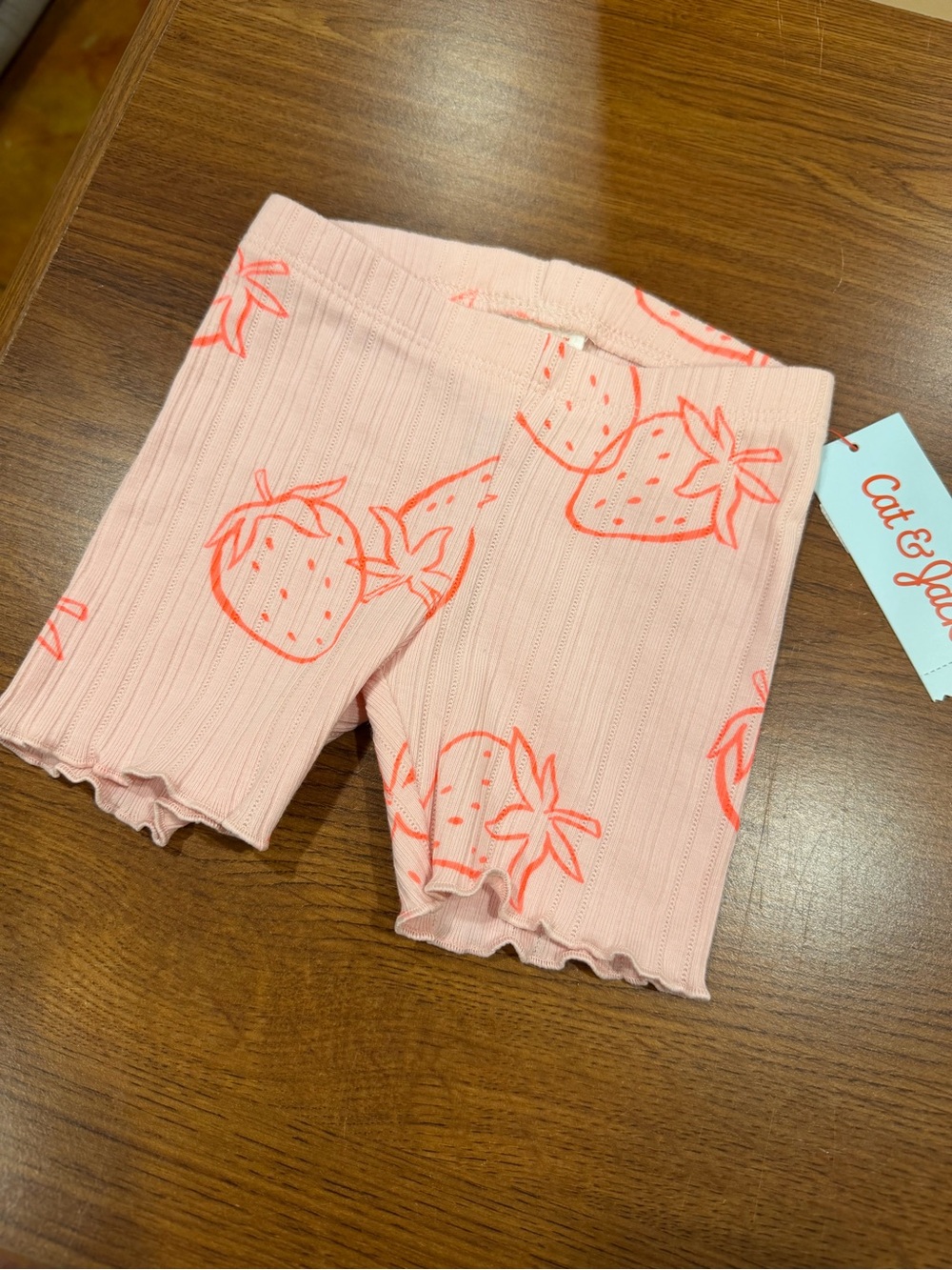 Cat & Jack Pink Ribbed Strawberry Bike Shorts